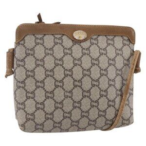 Authentic GUCCI GG Plus Supreme Shoulder Bag PVC Leather Beige Gold